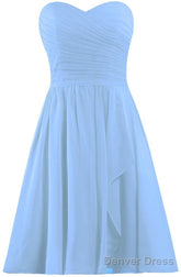Light Blue Short Bridesmaid Dresses Chiffon Wedding Party Dress