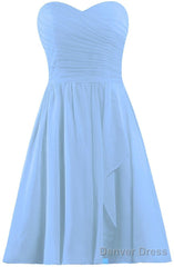 Light Blue Short Bridesmaid Dresses Chiffon Wedding Party Dress