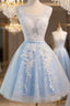 Light Blue Short Homecoming Dress, Lovely Prom Dresses , Prom Gown