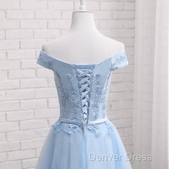 Light Blue Tulle Bridesmaid Dresses, Cap Sleeves Short Bridesmaid Dresses, Wedding Party Dresses