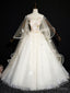 Light Champagne Long Prom Dress, Champagne Tulle Prom Gowns Sweet 16 Dresses