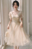 Light Champagne Short Homecoming Dress, Cute Tulle Short Prom Dresses