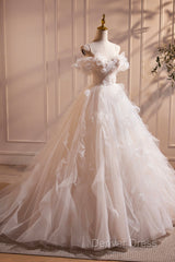 Light Champagne Spaghetti Strap Tulle Long Prom Dresses, Beautiful A-Line Formal Evening Dresses