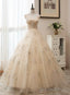Light Champagne Tulle Ball Gowns Straps Sweet 16 Gowns, Ball Gowns Long Prom Dresses