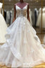 Light Champagne Tulle Lace Long Prom Dress Lace Long Wedding Dresses