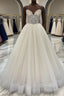 Light champagne tulle long prom Dress, tulle Prom Dresses