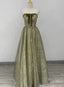 Light Green A-line Sweetheart Long Formal Dress, Green Lace Prom Dress