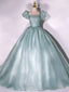 Light Green Ball Gowns Shiny Tulle Sweet 16 Dress, Cute Junior Prom Dresses