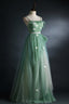 Light Green Gradient Straps Long A Line Prom Dress, Formal Dresses