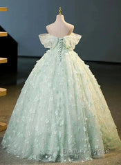 Light Green Lace Sweetheart Long Formal Dresses Prom Dresses Off Shoulder A Line Floor Length Beautiful