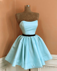 Light Green Satin Short Strapless Dress