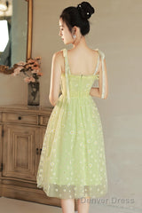 Light Green Tulle Beaded Short Evening Dress, Green Tulle Prom Dress