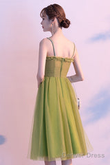 Light Green Tulle Sweetheart Knee Length Party Dress, Green Homecoming Dress