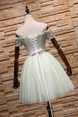 Light Mint Green Knee Length Floral Lace Sweetheart Party Dress, Tulle Short Homecoming Dress