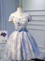Light Pink Cute Short Tulle With Floral Lace Homecoming Dress, Short Prom Dress Graduation Dresses