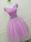 Light Purple Beaded Cute Tulle Homecoming Dresses