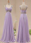 Light Purple Chiffon Straps Prom Dress, Long Prom Dresses
