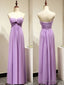 Light Purple Empire Sweetheart Bridesmaid Dress with Ruching, Simple Chiffon Prom Dresses