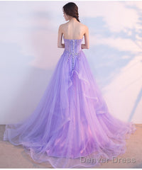 Light Purple Layers Tulle Lace Applique Long Formal Dress, Purple Evening Dress Prom Dress