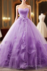 Light Purple Sweetheart Tulle Ball Gown Princess New Style Formal Dresses, Purple Party Dresses Prom Dresses