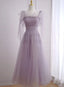 Light Purple Tea Length Soft Tulle Prom Dress, Cute Short Homecoming Dress Prom Dresses