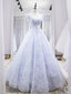 Light Blue Tulle Lace Long Prom Dress, Blue Prom Dresses