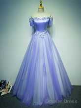 Light Purple Tulle Long Off Shoulder Long Party Dress, Lavender Prom Dress