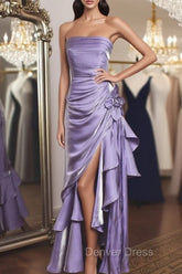 Light Purple Vintage Floral Dresses Asymmetrical Hem Prom Gown