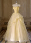Light Yellow Tulle Long Prom Dress Yellow Tulle Prom Dress shops