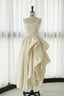 Ankle Length Straps Prom Dresses, Satin Homecoming Gowns with Beads