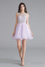A Line Tulle Sleeveless Beading Homecoming Dresses