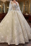Long A-line Bateau Appliques Lace Sequins Tulle Wedding Dresses