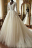 Long A Line Organza Lace Wedding Dresses with Sleeves
