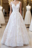 Long A Line Sweetheart Appliques Lace Tulle Wedding Dresses