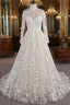 Long A-line Sweetheart Applqiues Tulle Wedding Dresses with Sleeves
