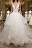 Long A Line V Neck Tulle Backless Wedding Dresses