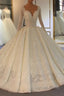 Long Ball Gowns Lace Up Sparkling V Neck Wedding Dresses with Sleeves