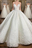 Long Ball Gowns Spaghetti Strap Appliques Lace Satin Wedding Dresses