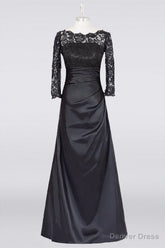 Long Black A Line Mother Of The Bride Dress