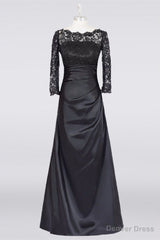 Long Black A Line Mother Of The Bride Dress
