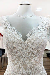 Long Mermaid Lace Sweetheart Open Back Wedding Dresses with Appliques Lace