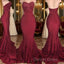 Long Mermaid Strapless Burgundy Prom Dresses