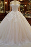 Long Off the Shoulder Sweetheart Ball Gowns Sequin Appliques Lace Wedding Dresses