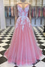Long Prom Dresses With Appliques And Beading,Evening Dresses,Charming Dance Dresses