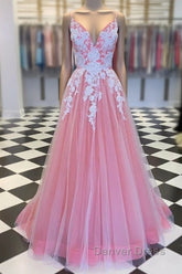 Long Prom Dresses With Appliques And Beading,Evening Dresses,Charming Dance Dresses