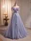 Long Purple Tulle Prom Dress, Long Purple Tulle Prom Dresses