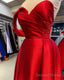 Long Red Satin One Shoulder Dress