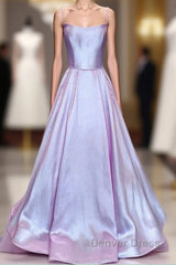 Long Satin Prom Dresses Spaghetti Straps Strapless