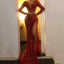Long Sleeve Red Prom Dress, Sexy Long Prom Dresses