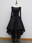 Long Sleeves Lace High Low Party Dress , Beaded Black Evening Dress